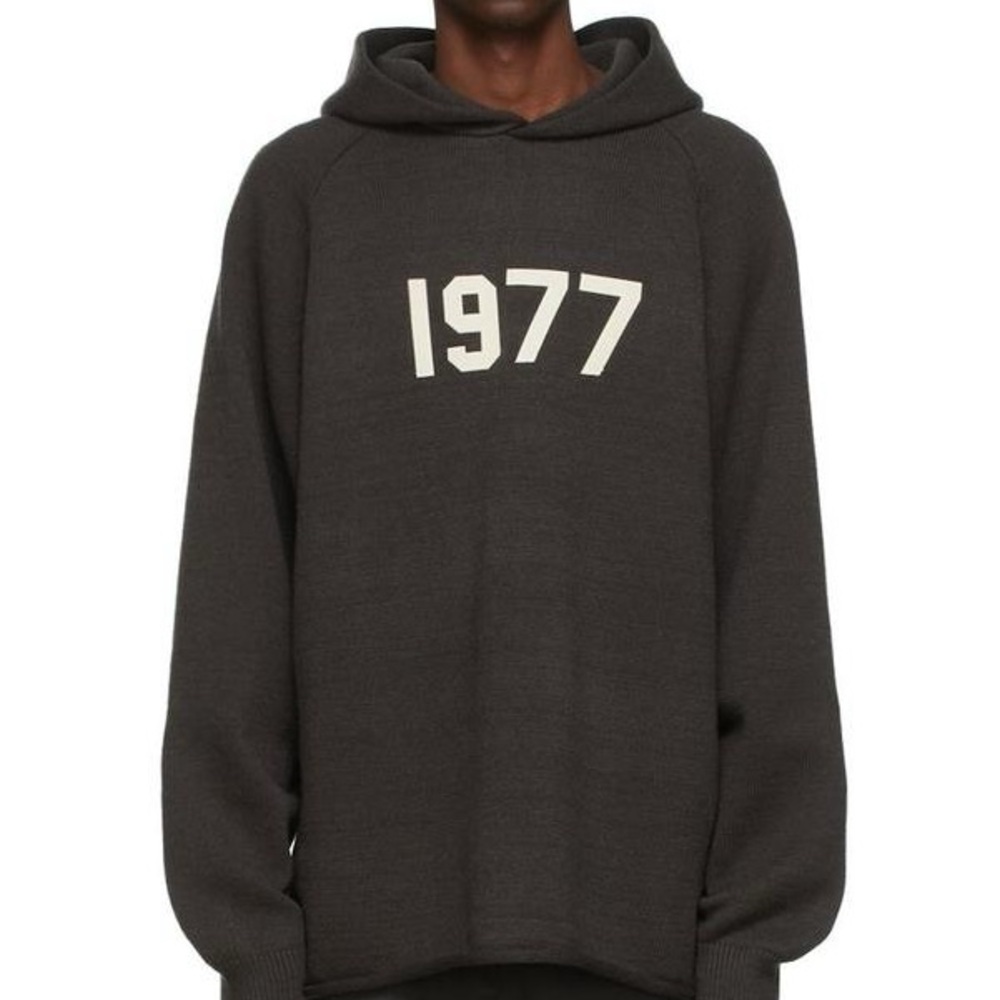 Essentials Iron Knitted Hoodie with 1977 Design